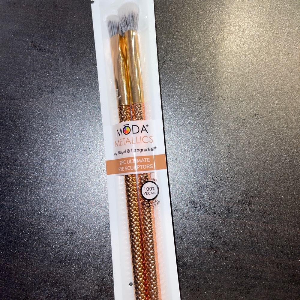 2pc-Moda Metallics Brush Set In Rose Gold
